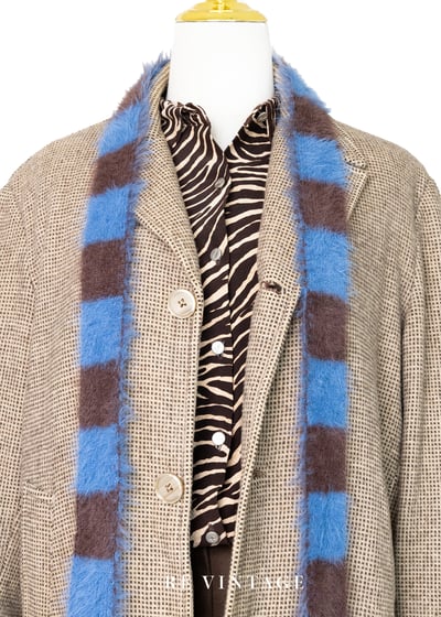 質感單品 - 小格紋米色毛呢大衣（可拆式毛背心內襯）3