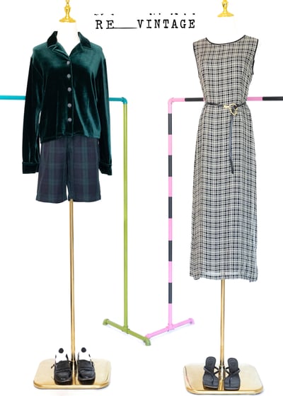 森林綠格紋五分短褲2