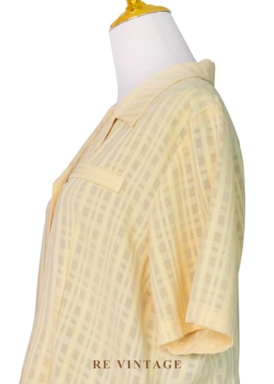 檸檬味的初夏 - 復古清新格紋上衣7