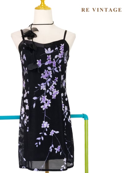 黑夜紫光花火細肩帶洋裝1