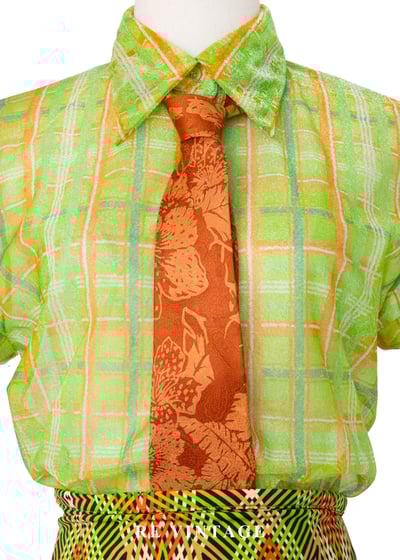 蜂蜜檸檬綠格紋網紗短袖上衣8