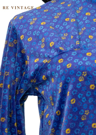 星空花朵散寶藍色絨布上衣4