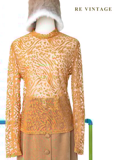 橘子色野性豹紋透膚上衣1