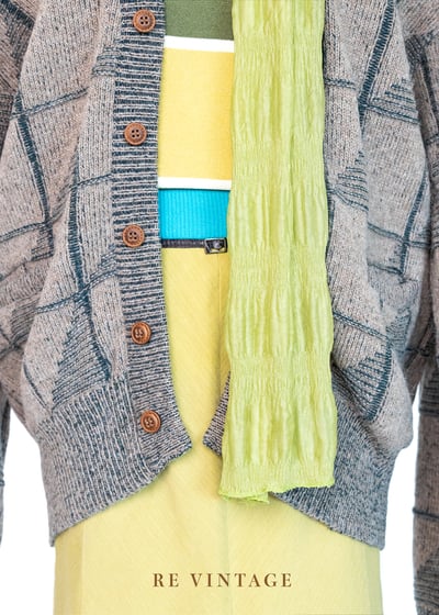 淺棕綠方格紋針織毛衣外套4