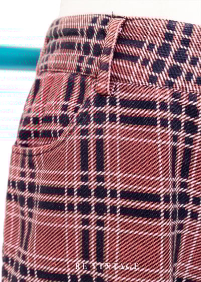 Peach Blossom 格紋中低腰單寧褲4