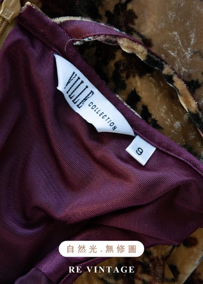 酒紅玫瑰琥珀滿版繁花絨布長洋裝20