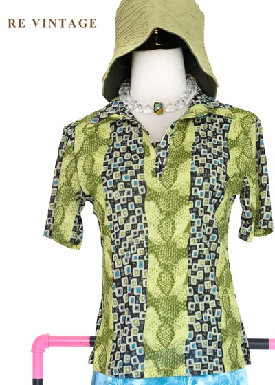 Psychedelic Rock 黃綠色蛇紋的變奏曲上衣1