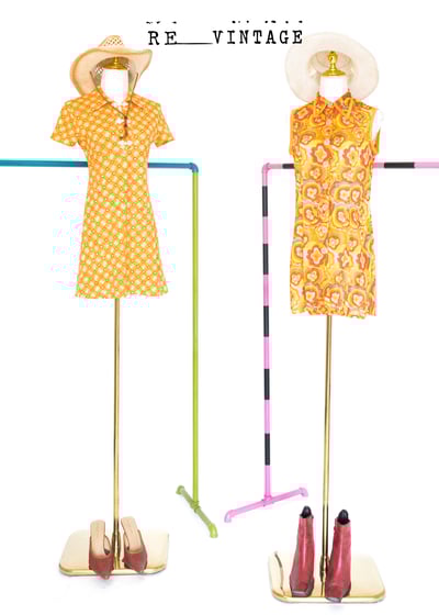 螢光橘色小菱格迷你洋裝3