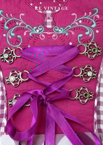 『歐洲寶物』阿爾卑斯山的少女 - 紫紅格紋德式巴伐利亞古典洋裝4