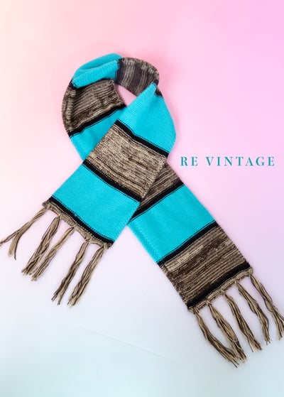 Turquoise 雙色流蘇短圍巾1