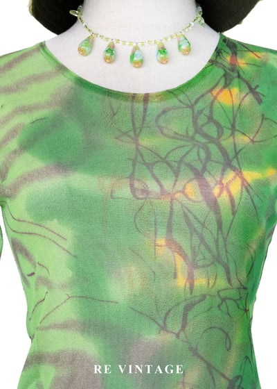 綠風迴旋筆觸網紗上衣3