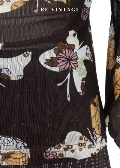 昭和風蝴蝶盤釦花卉微透紡衫11