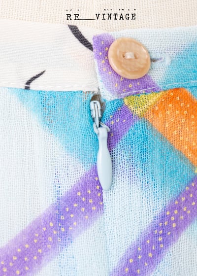 水藍的亮橘紫色菱格紋雪紡長裙（28"）9