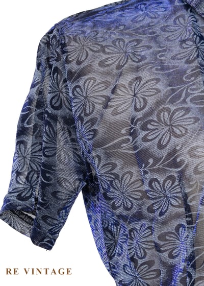 電波花語  - 極光藍燒花透膚上衣5