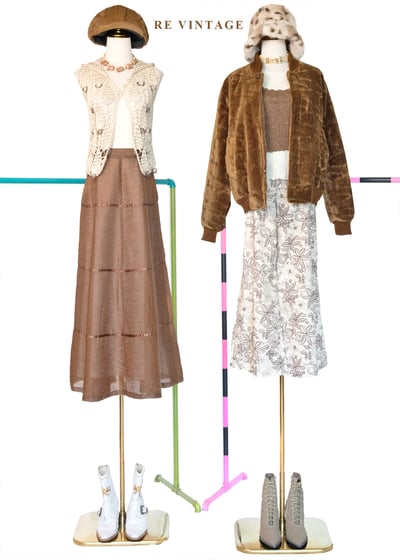 摩卡咖啡的餘韻緞帶拼接大圓裙（24"）2