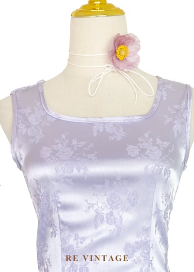 套裝背心 - 淡雅夢幻冰紫色花卉圖騰背心3