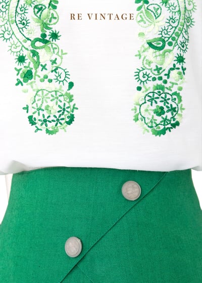 『歐洲寶物』Classic Green 古典美女刺繡襯衫8