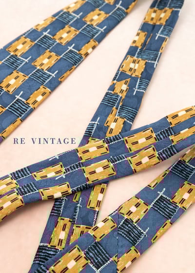 義式窗格黃藍色領帶5