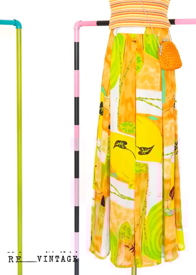 夏日橙色果園高腰長裙（25"）1