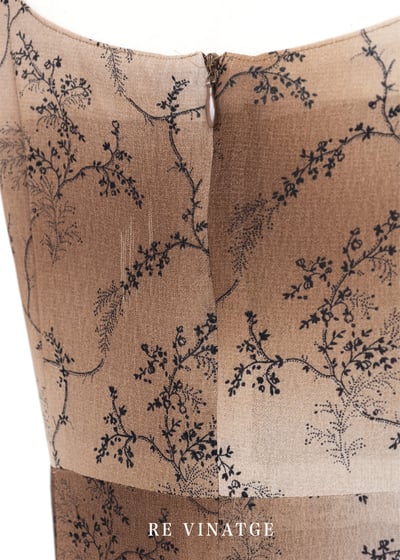 Brown color smudging 小花樹枝細肩帶洋裝16