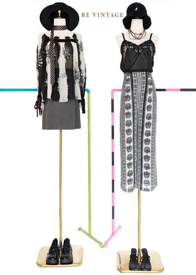 黑白圖騰詩行高腰寬褲（26"）2