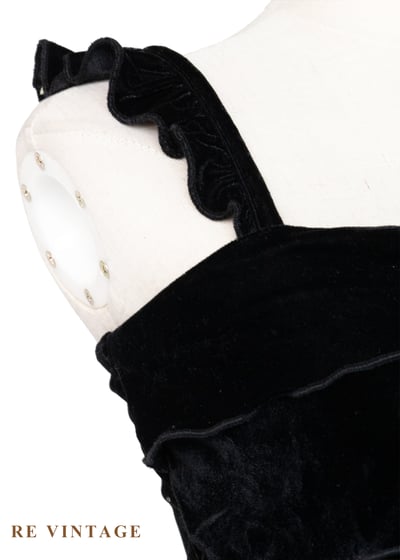 優雅荷葉邊黑天鵝絨布小背心4