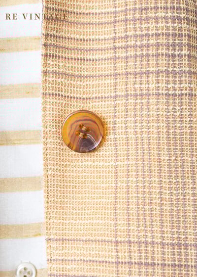 奶黃色格紋薄款西裝外套8