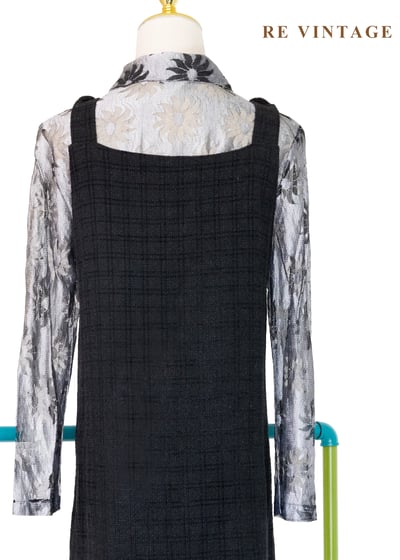 灰黑格紋織理吊帶裙13