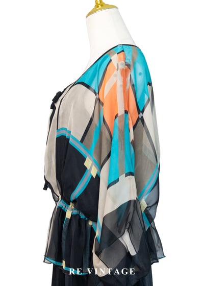 午夜霓虹撞色拼接雪紡上衣7