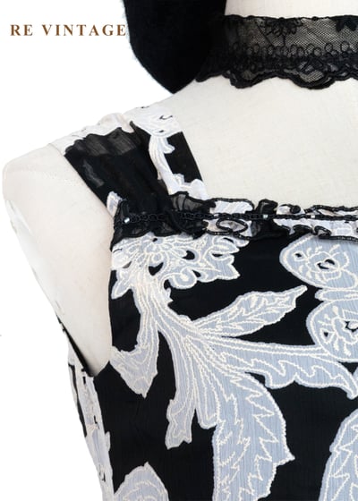 復古大花黑白氣質洋裝5