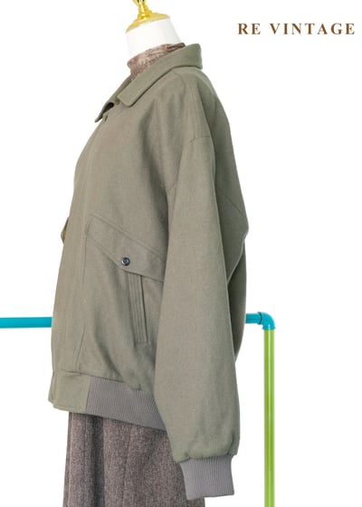 灰綠色毛呢夾克外套8