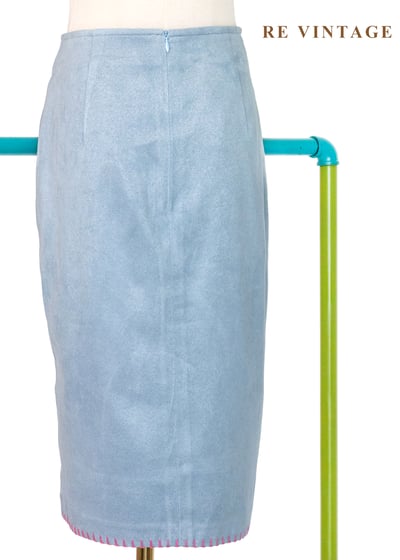 粉藍麂皮塗鴉花朵美裙（26"）7