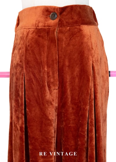 紅調暖橘色高腰寬版絨布長褲（24-28"）3
