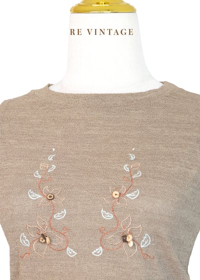 咖啡牛奶色木珠小花小背心3