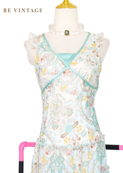 沖繩玻璃寶石色圖騰雪紡洋裝3