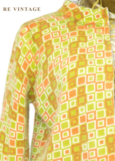 Geometric Spectrum 萊姆綠格紋毛衣外套4