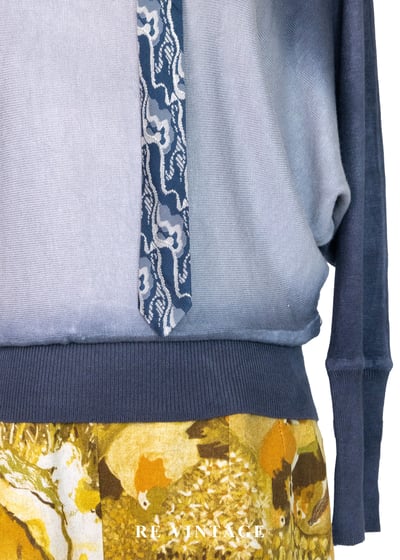 藍墨染漸層雲霧飛鼠袖針織上衣3