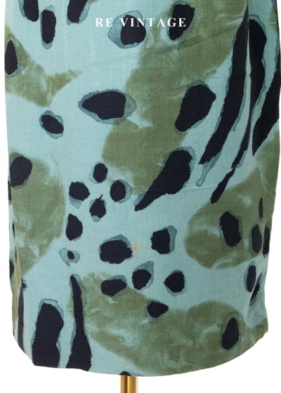 印象派之夢 - 藍綠色斑紋圖騰及膝裙（27-30"）4