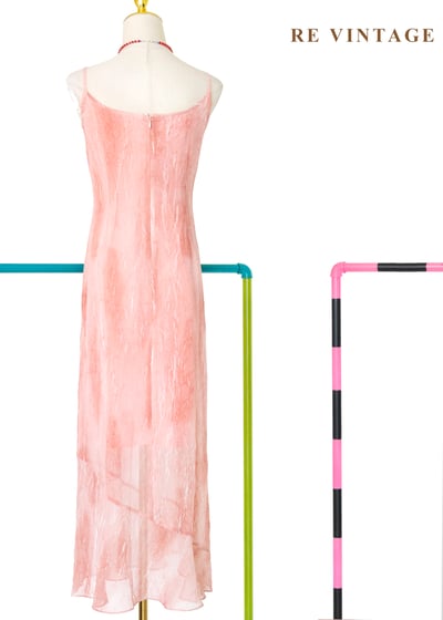 煙粉大理石紋細肩帶長洋裝11