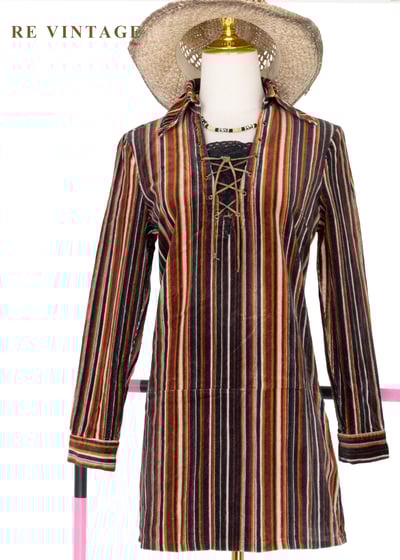 Velvet Roadtrip 燈芯絨暖色線條迷你洋裝1