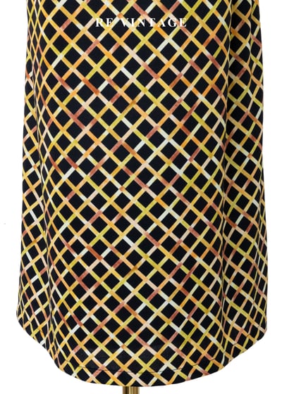 強烈黑與黃菱格紋長裙（26"）8