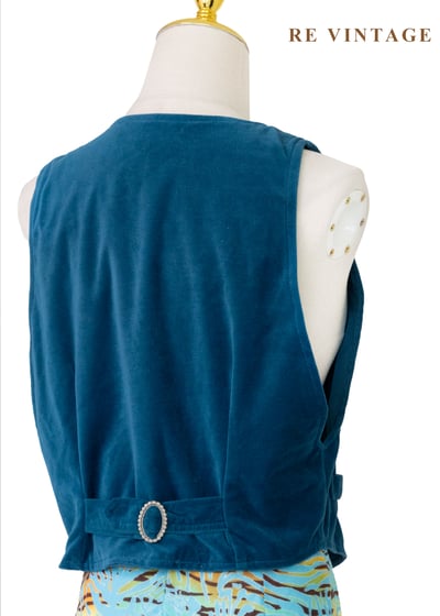 海藍色剪裁俐落絨布背心8