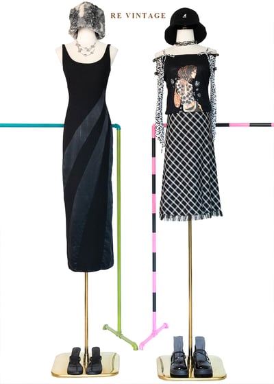 Minimalism 螺旋拼接線條美背細肩長洋裝2