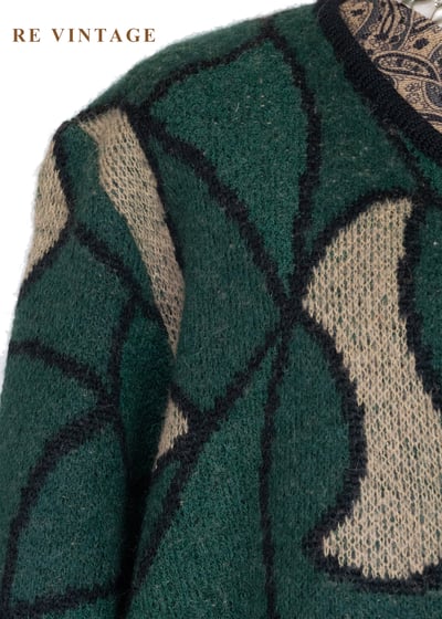 溫暖の苔綠幾何線條針織外套7