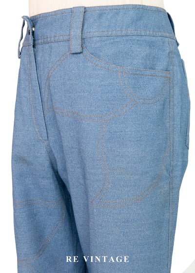 香港製 - 裁縫師的草稿幾何車線單寧長褲（28"）7