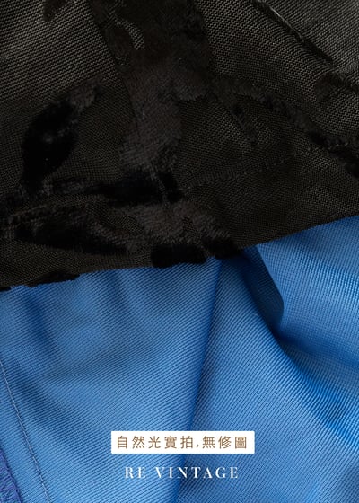 藍色黑花夢語旗袍領迷你洋裝17