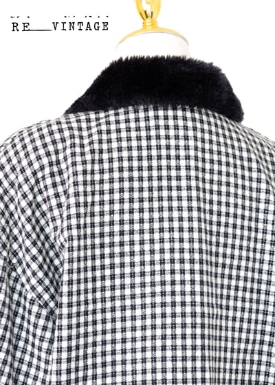 黑毛毛小格紋秋天薄款中長版外套10