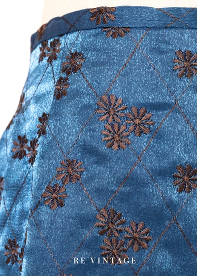 Imperial  Blue 菱格小花光澤及膝裙（27"）5