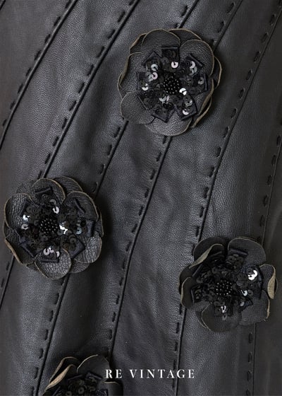 立體小花皮革美裙（26"）8