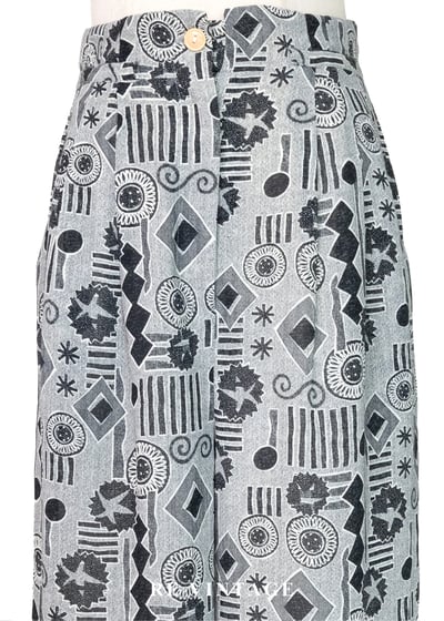 摩登時代爵士圖騰滿版印花高腰寬褲（25"）3